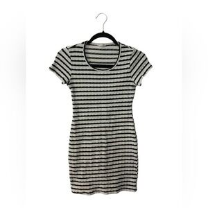 See You Monday Black and White Striped Mini Dress